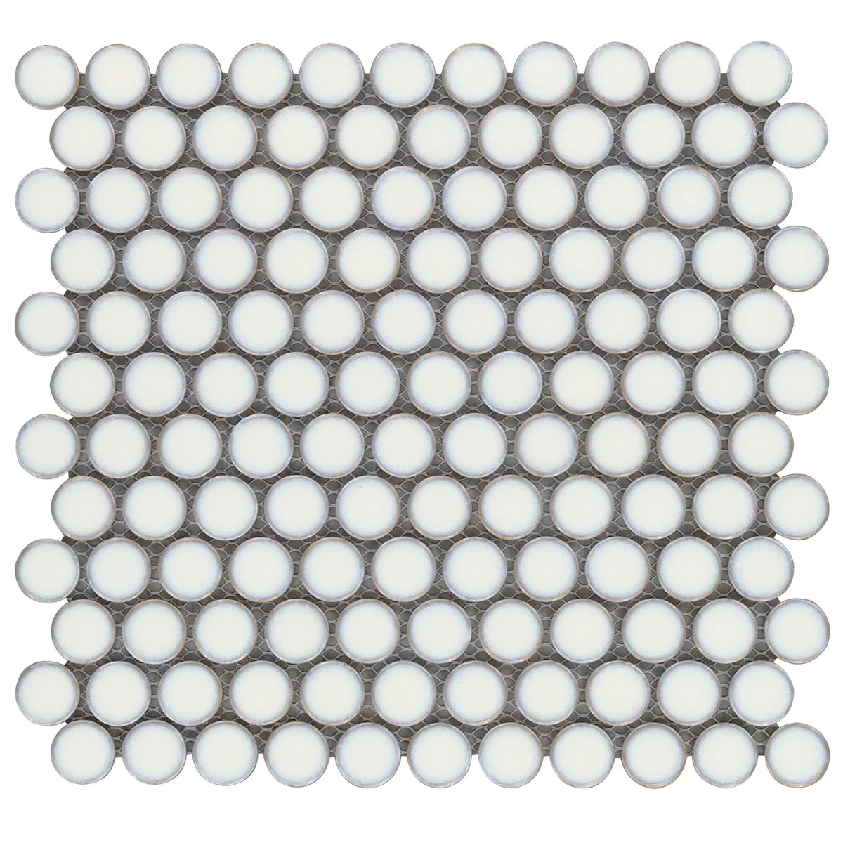Nirvana Snow White Penny Round Polished Porcelain Mosaic Tile - Image 3