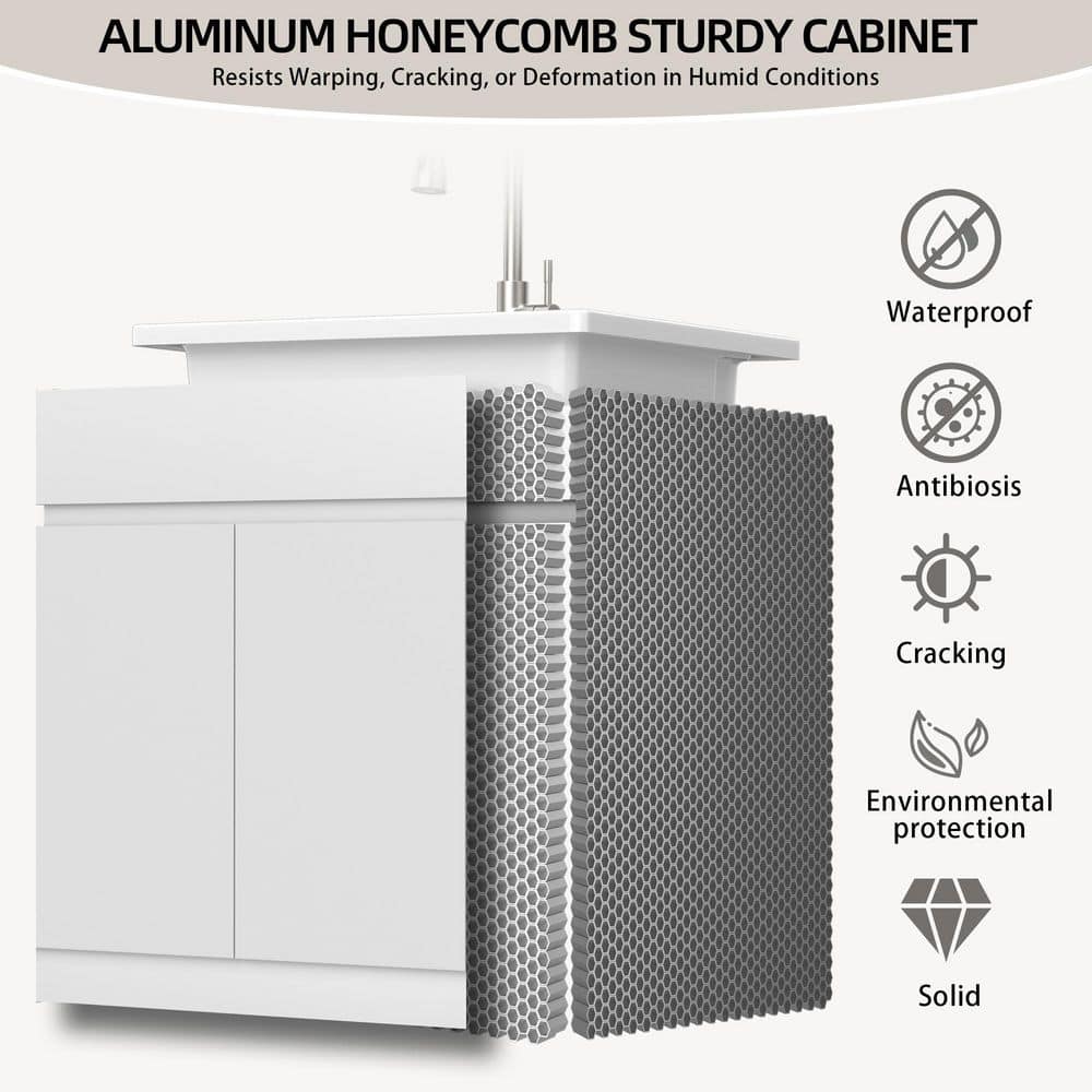NTQ 30 in. Solid Surface Laundry/Utility Sink & Cabinet with Stainless Steel Faucet - Image 10