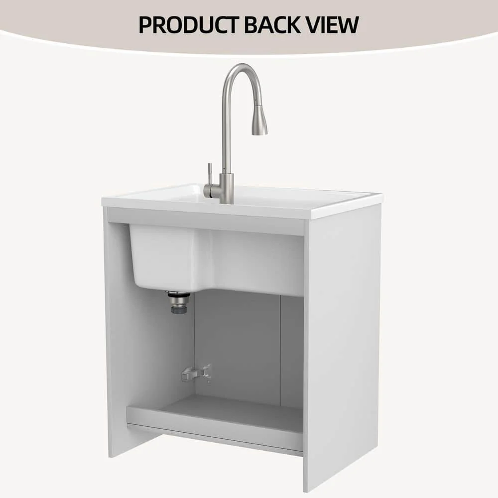 NTQ 30 in. Solid Surface Laundry/Utility Sink & Cabinet with Stainless Steel Faucet - Image 6
