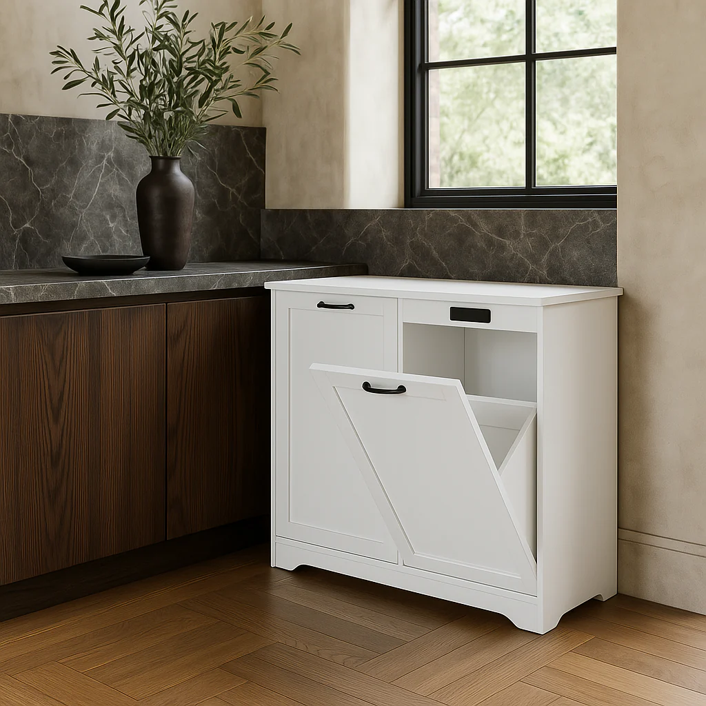 Numhew Ready to Assemble Base Kitchen Trash Can Cabinet with Deodorizer Device - Image 2