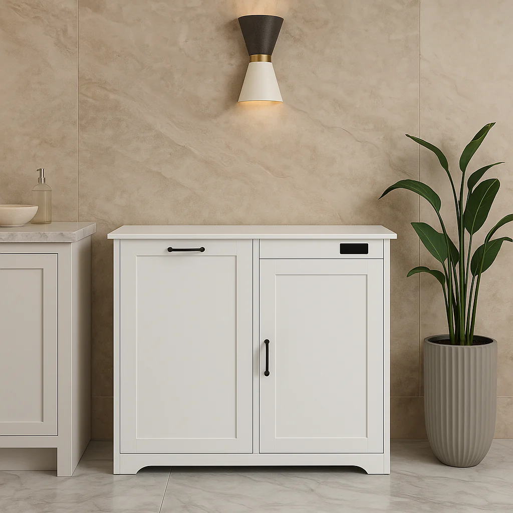 Numhew Ready to Assemble Base Kitchen Trash Can Cabinet with Deodorizer Device - Image 3
