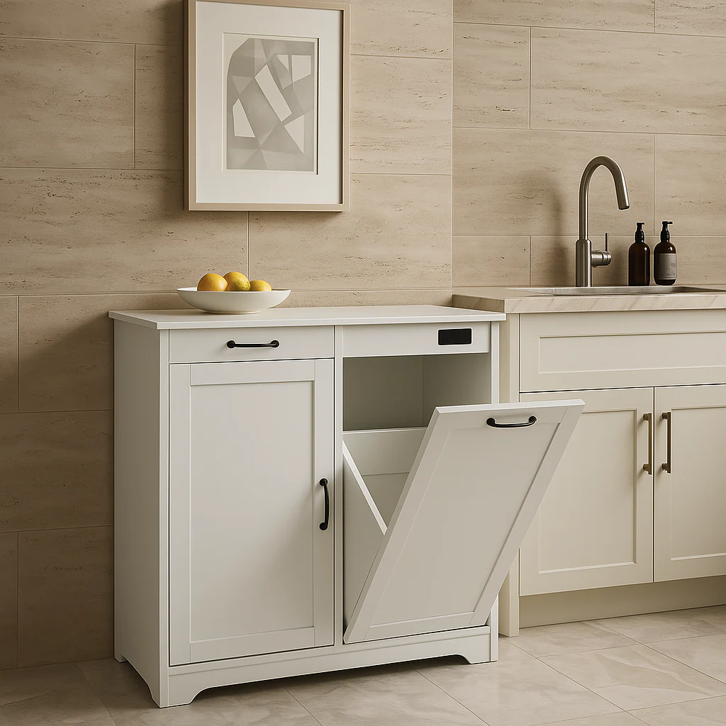 Numhew Ready to Assemble Base Kitchen Trash Can Cabinet with Deodorizer Device - Image 4