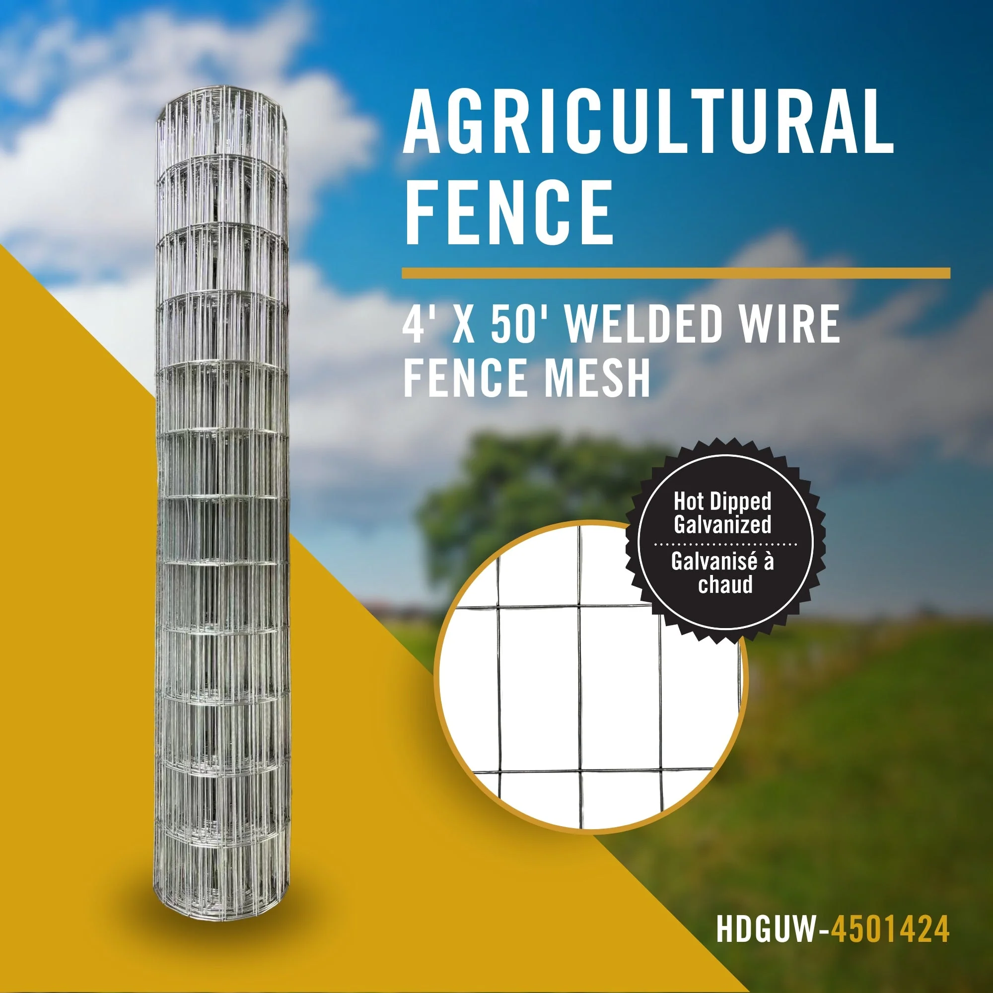 Nuvo Iron 50' x 4' Hot Dipped Galvanized Steel Welded Wire Fencing - Image 2