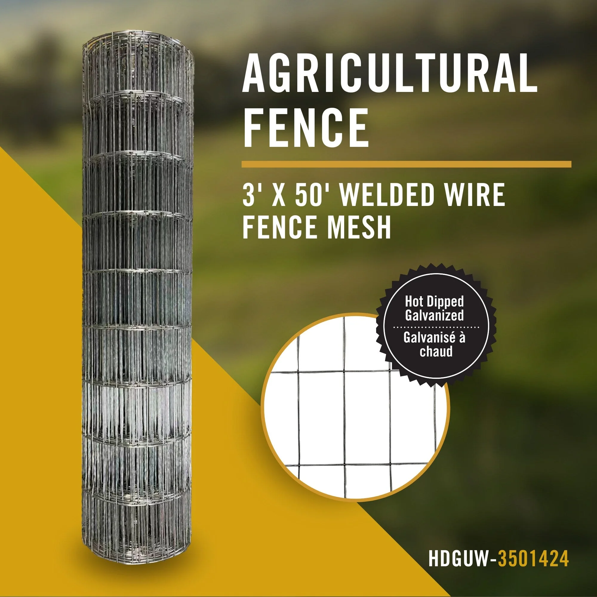 Nuvo Iron Galvanized Steel Welded Wire Fencing 50-Feet x 3-Feet, 14-Gauge - Image 2