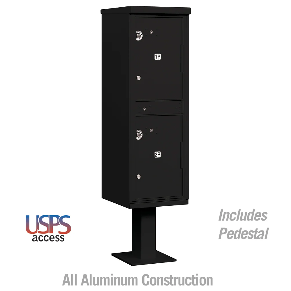 Outdoor Parcel Locker with 2 Compartments in Black for USPS Access