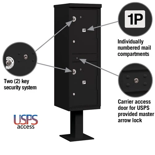 Outdoor Parcel Locker with 2 Compartments in Black for USPS Access - Image 2
