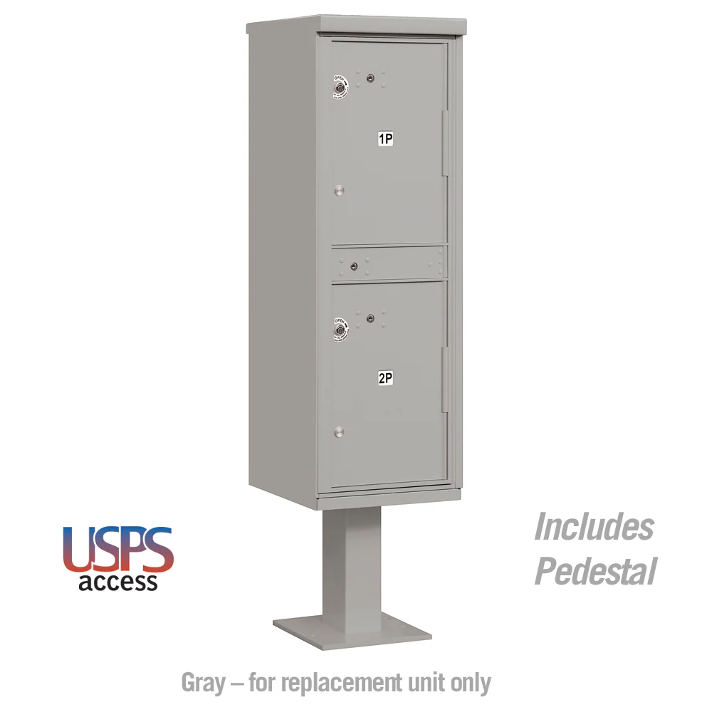 Outdoor Parcel Locker with 2 Compartments in Gray for USPS Access