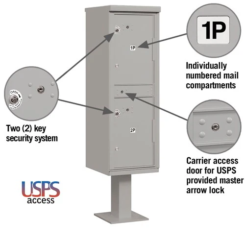 Outdoor Parcel Locker with 2 Compartments in Gray for USPS Access - Image 2
