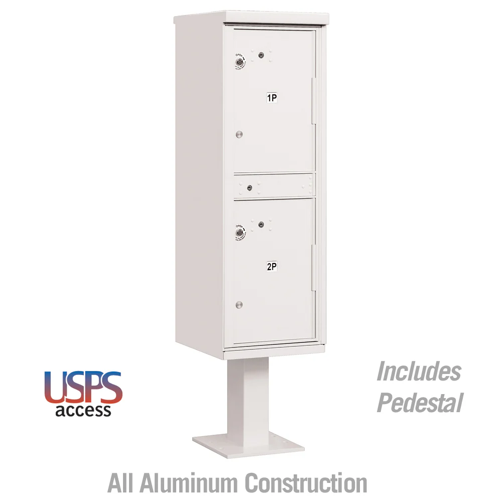 Outdoor Parcel Locker with 2 Compartments in White with USPS Access