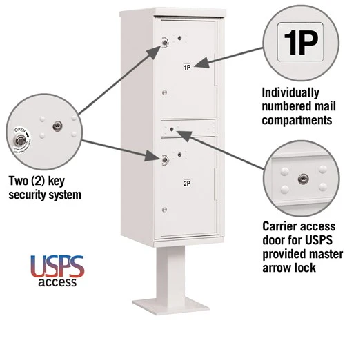 Outdoor Parcel Locker with 2 Compartments in White with USPS Access - Image 2