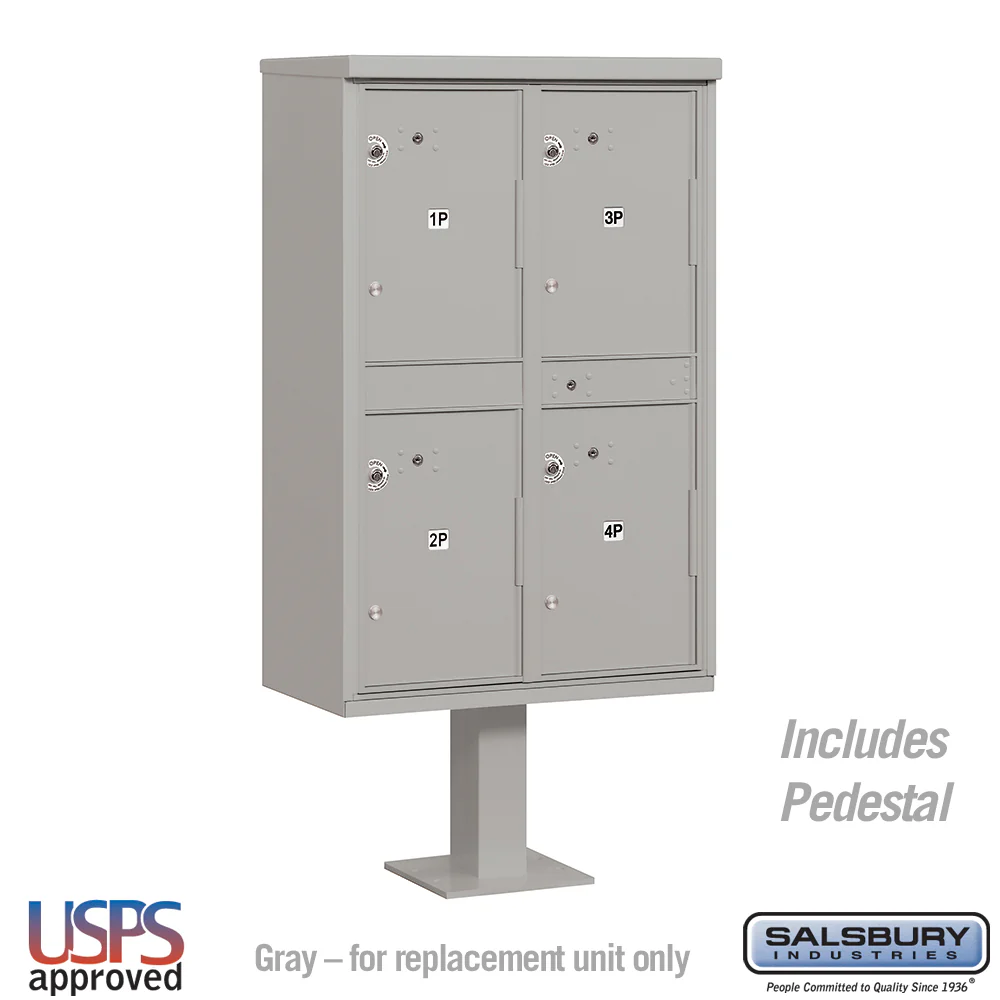 Outdoor Parcel Locker with 4 Compartments in Gray with USPS Access