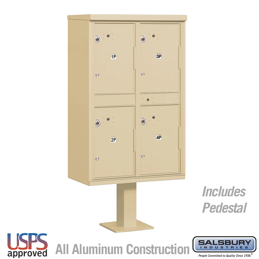 Outdoor Parcel Locker with 4 Compartments in Sandstone - USPS Approved