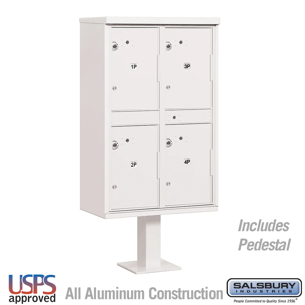 Outdoor Parcel Locker with 4 Compartments in White for Secure Package Storage