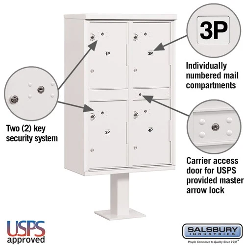 Outdoor Parcel Locker with 4 Compartments in White for Secure Package Storage - Image 2