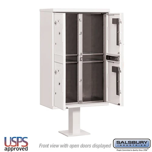 Outdoor Parcel Locker with 4 Compartments in White for Secure Package Storage - Image 3