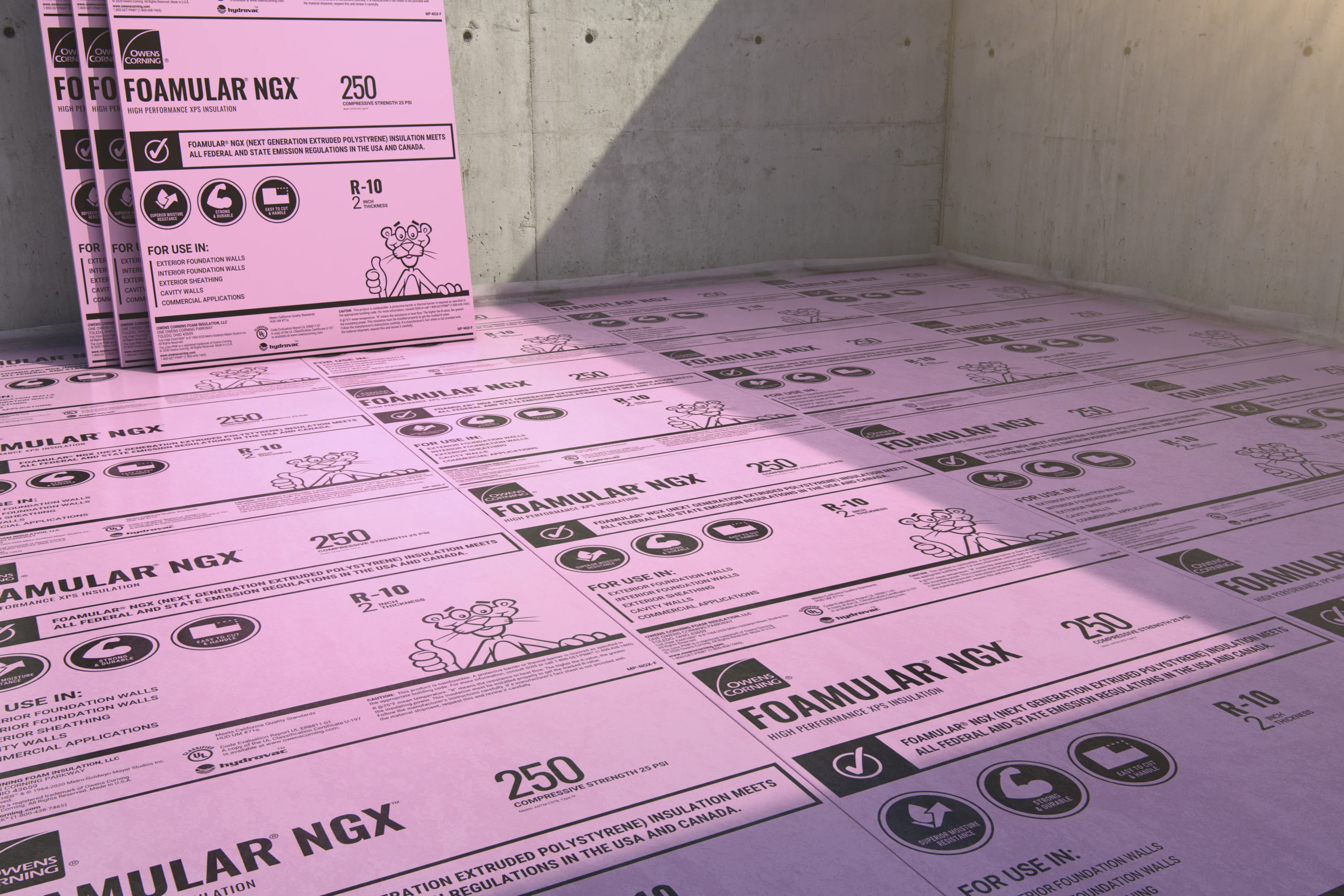 Owens Corning FOAMULAR NGX 250 XPS Rigid Foam Insulation Board 4 in. x 48 in. x 96 in. Square Edge (R-20, 32 sq ft) - Image 4