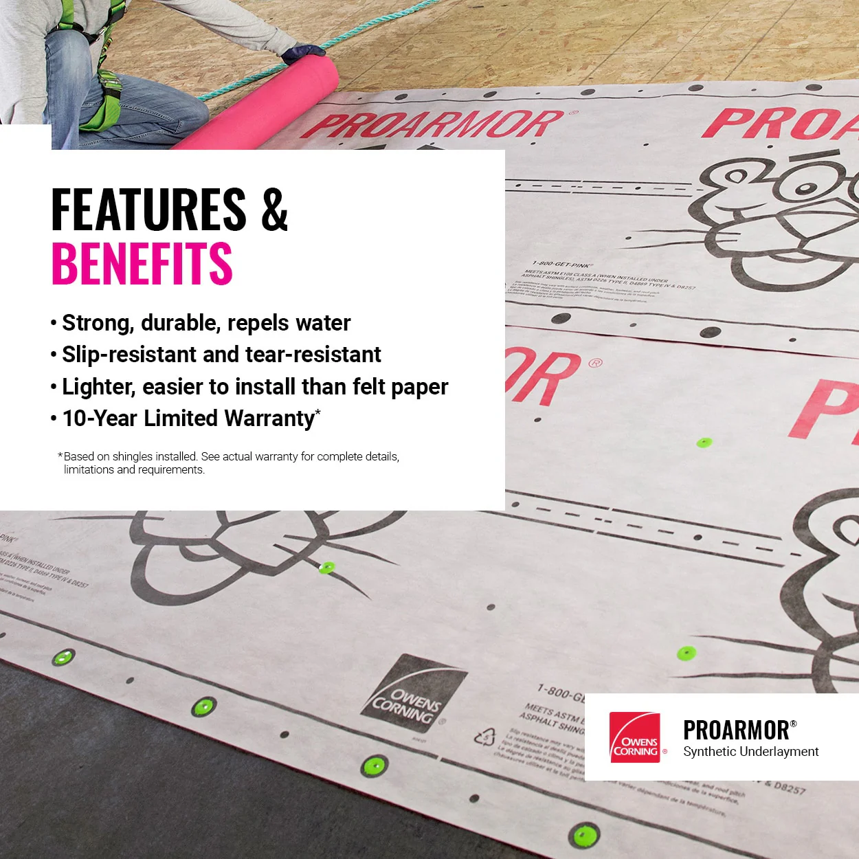 Owens Corning ProArmor Synthetic Roof Underlayment, 42-in x 286-ft, 1,000-sq ft Roll - Image 8