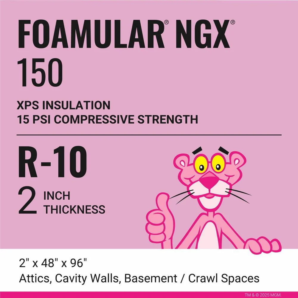 Owens Corning R-10 (15 PSI) FOAMULAR NGX Extruded Polystyrene Foam Board Insulation, 2 in. x 4 ft. x 8 ft., Square Edge - Image 6