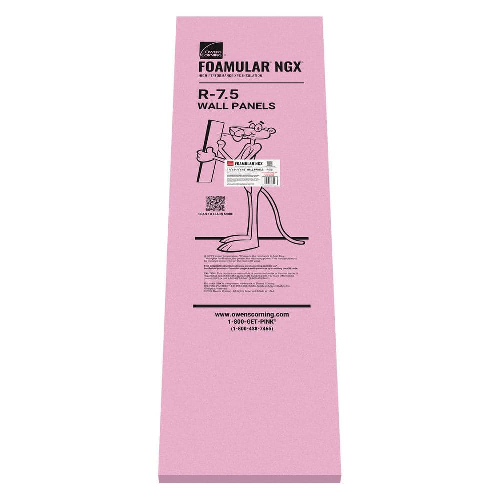 Owens Corning R-7.5 (15 PSI) Extruded Polystyrene Foam Board Project Panel, 1-1/2 in. x 14-1/4 in. x 48 in.