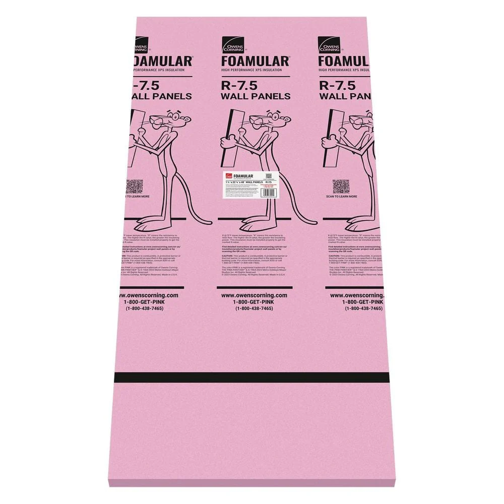 Owens Corning R-7.5 (15 PSI) FOAMULAR Extruded Polystyrene Foam Board Project Panel, 1-1/2 in. x 22-1/4 in. x 48 in.