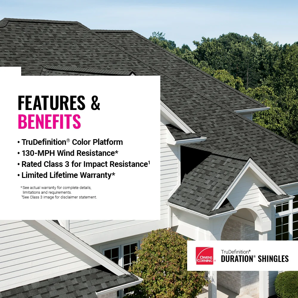 Owens Corning TruDefinition Duration Architectural Roof Shingles, Midnight Plum, Algae Resistant, 32.8-sq ft per Bundle - Image 7
