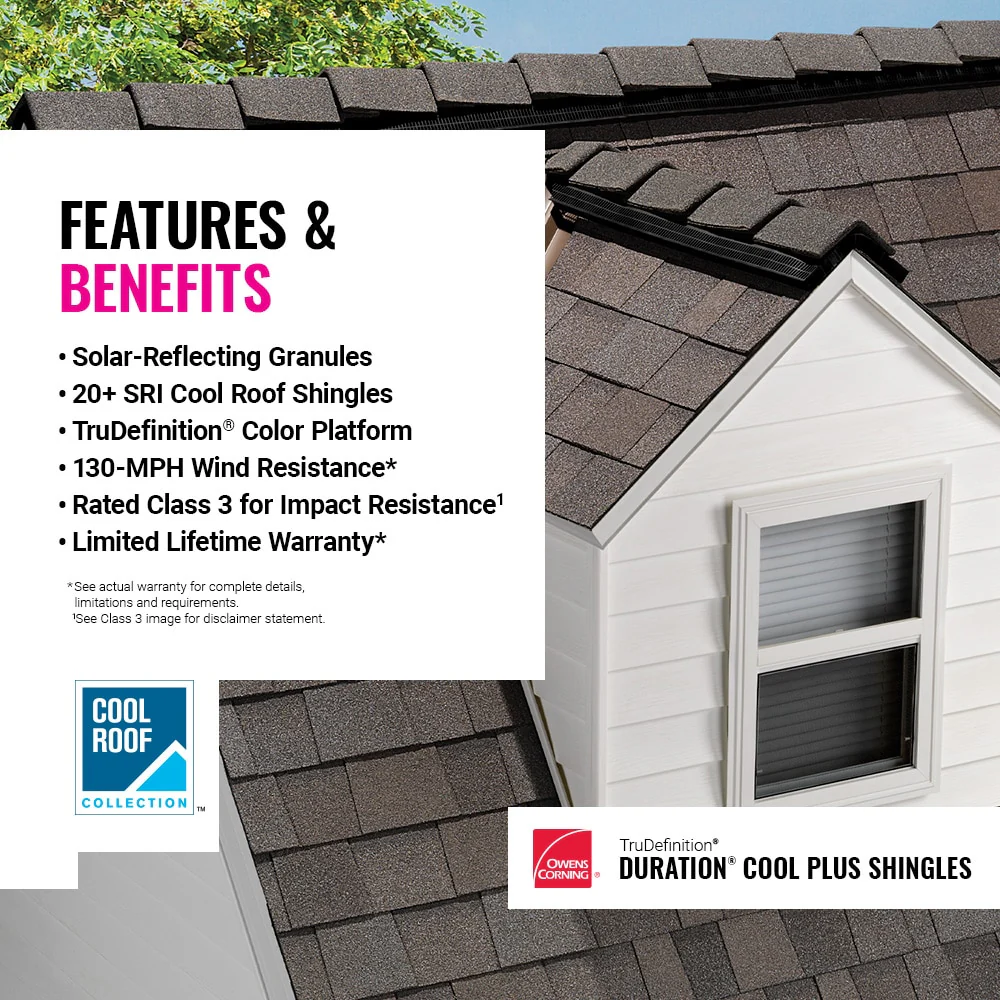 Owens Corning TruDefinition Duration COOL Plus Architectural Roof Shingles, Midnight — 32.8-sq ft per Bundle - Image 6