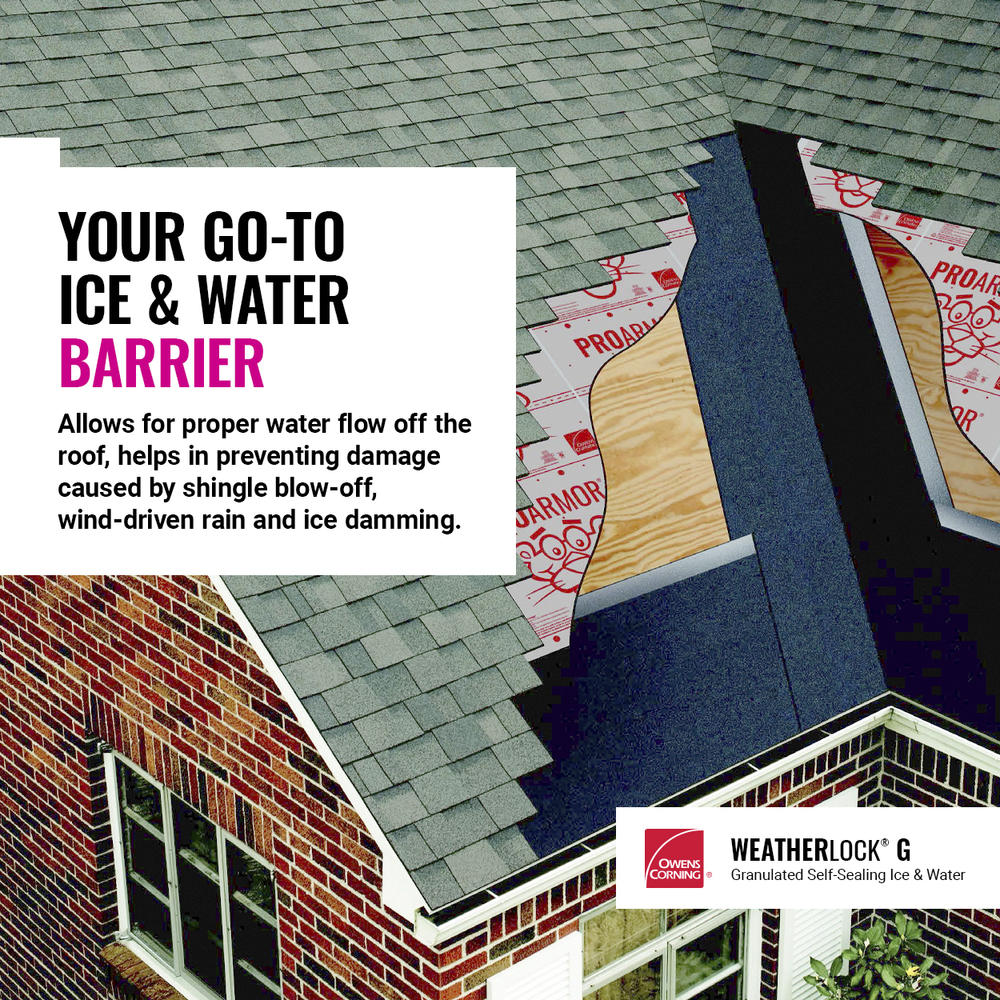 Owens Corning WeatherLock G Granulated Self-Sealing Ice & Water Barrier Underlayment Roll, 3 ft x 66.7 ft (200 sq ft) - Image 3
