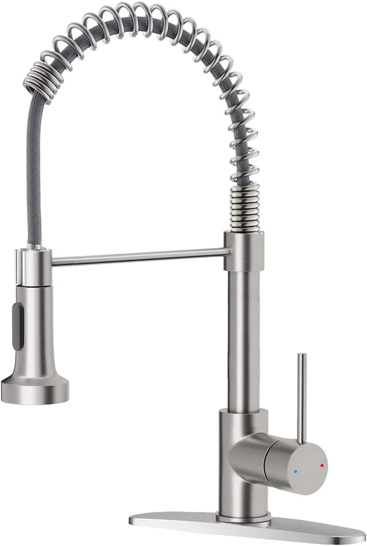 OWOFAN Pull Down Kitchen Faucet, Brushed Nickel Stainless Steel, Single Handle, Dual Function