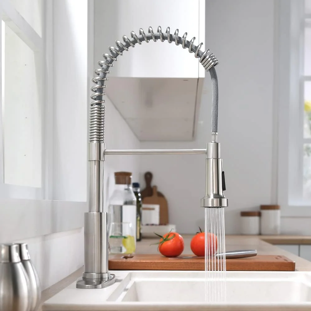 OWOFAN Pull Down Kitchen Faucet, Brushed Nickel Stainless Steel, Single Handle, Dual Function - Image 7