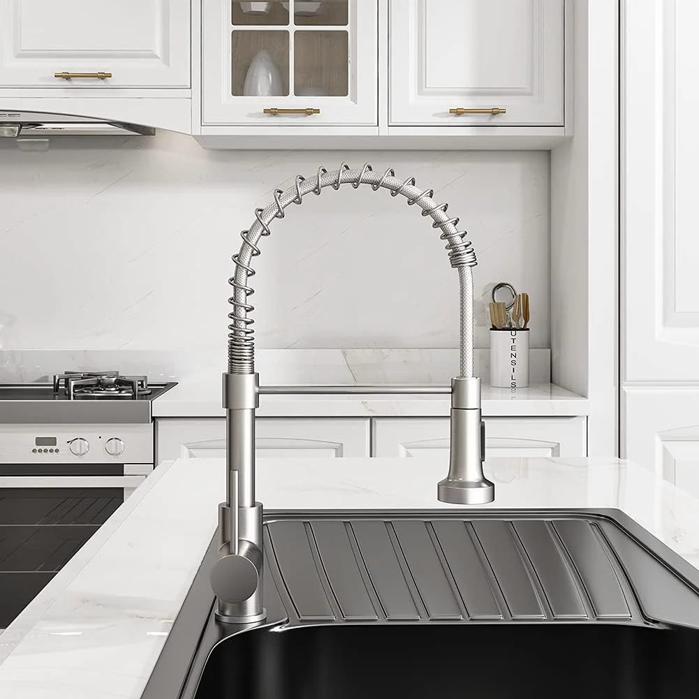 OWOFAN Pull Down Kitchen Faucet, Brushed Nickel Stainless Steel, Single Handle, Dual Function - Image 8