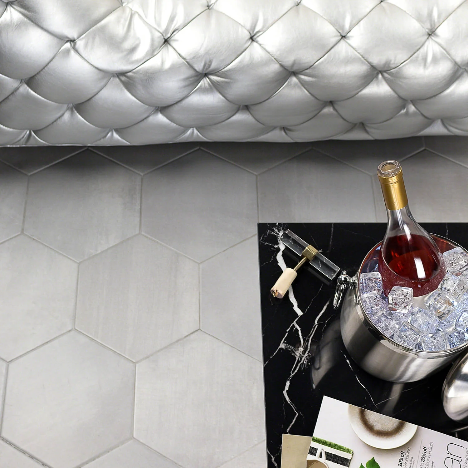 Paige Avorio Gray 10" Hexagon Matte Porcelain Tile - Lux Tile - Image 5