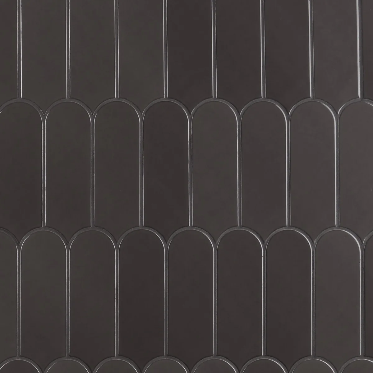 Parry Charcoal 3x8 Fishscale Glossy Ceramic Wall Tile by Lux Tile - Image 9