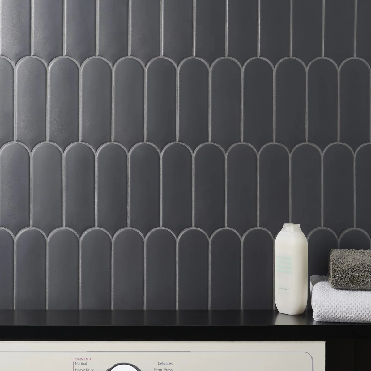 Parry Charcoal Matte Fishscale Ceramic Wall Tile 3x8
