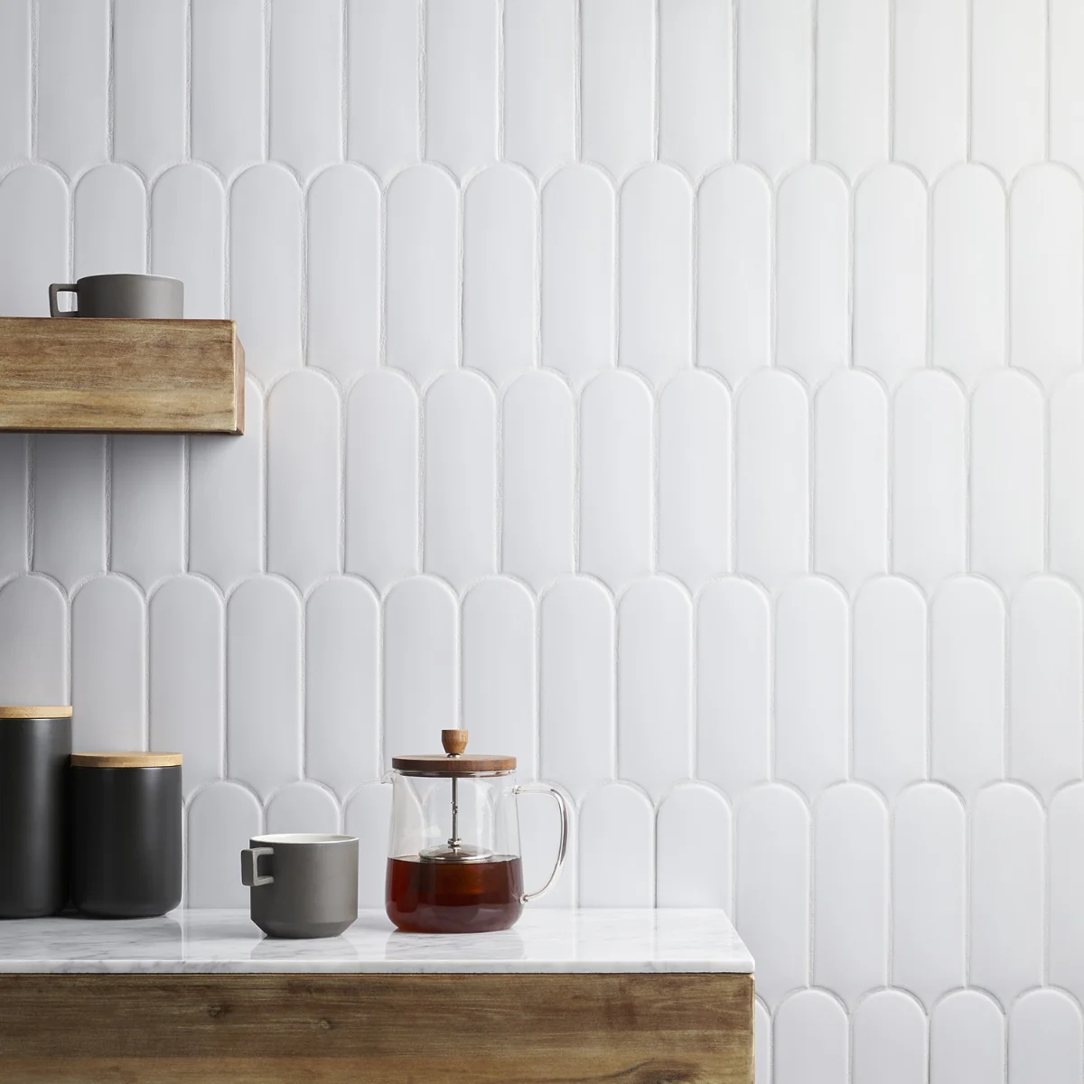 Parry Mist Gray 3x8 Fishscale Matte Ceramic Wall Tile - Lux Tile - Image 2