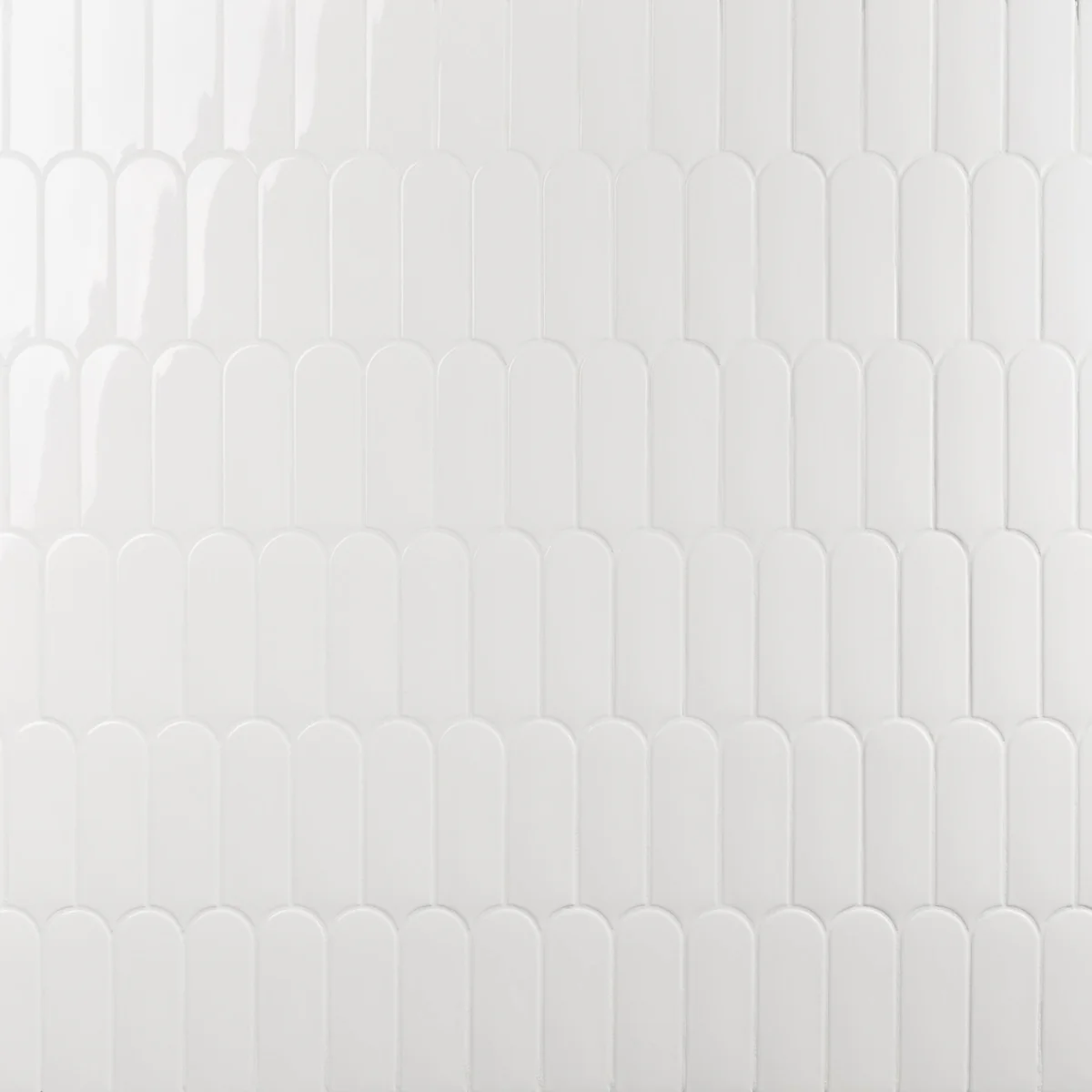 Parry White 3x8 Fishscale Glossy Ceramic Wall Tile - Tilebar - Image 6