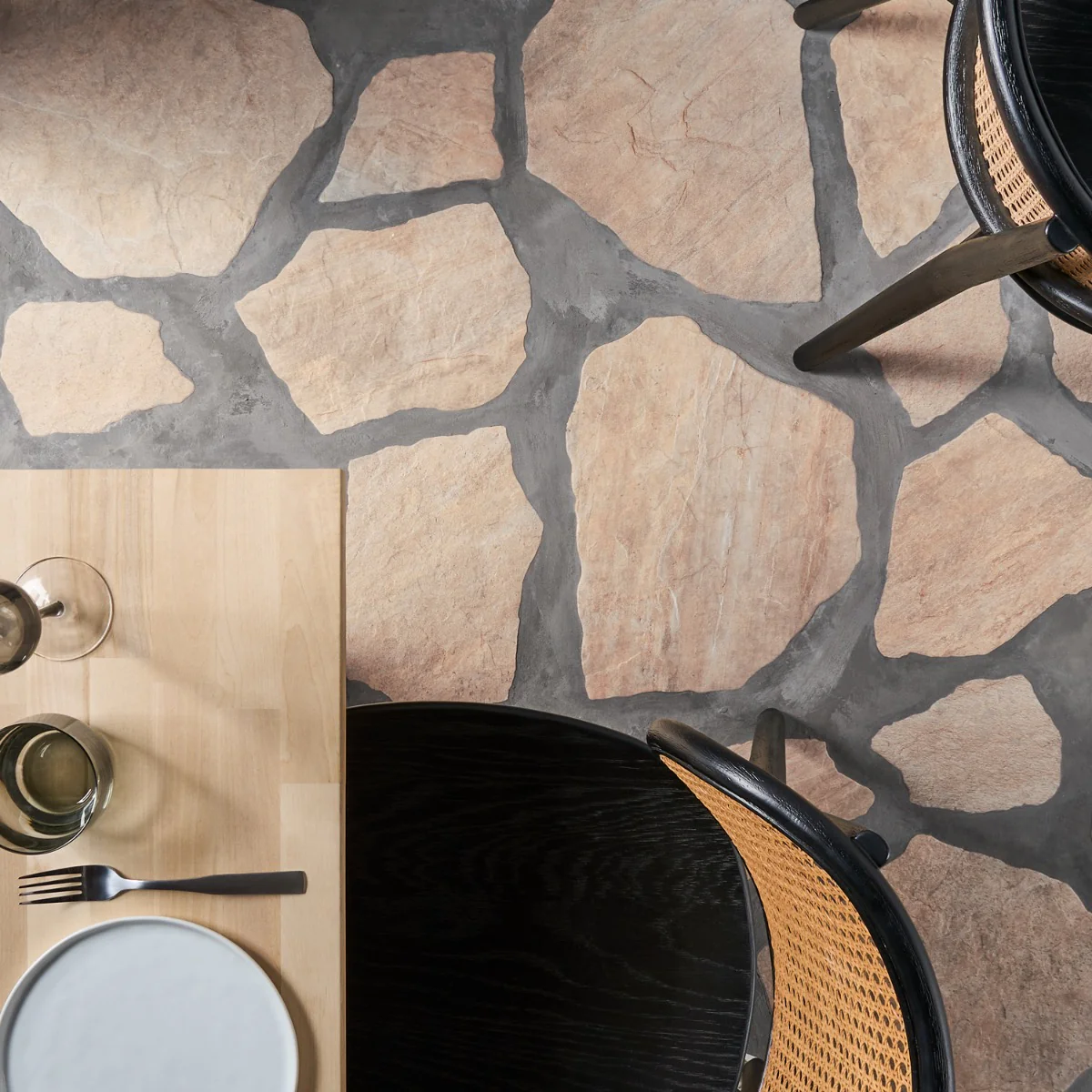 Pathstone Beige Textured Matte Porcelain Flagstone Tile - Durable Outdoor Flooring - Image 2
