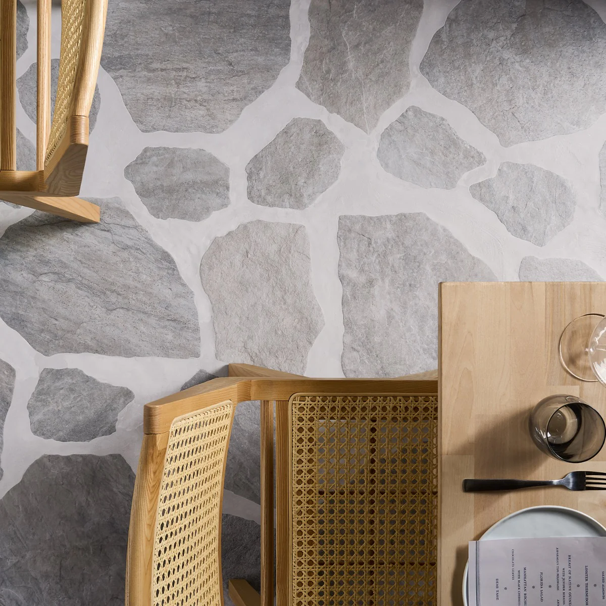 Pathstone Gris Gray Textured Matte Porcelain Flagstone Tile - Lux Tile - Image 2