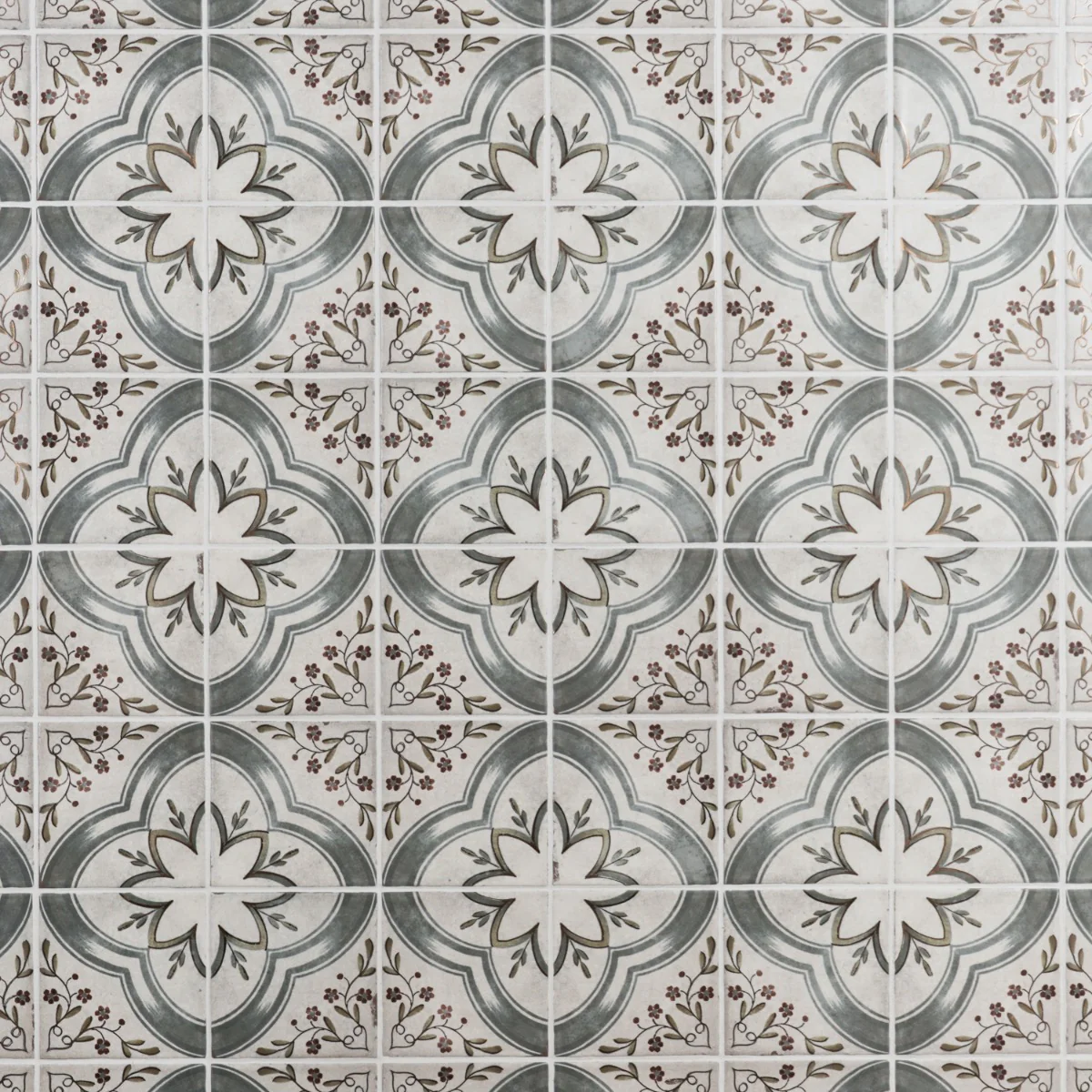Paula Purroy Talia Blossom Blue Gray with Gold 5x5 Matte Ceramic Tile - Image 3