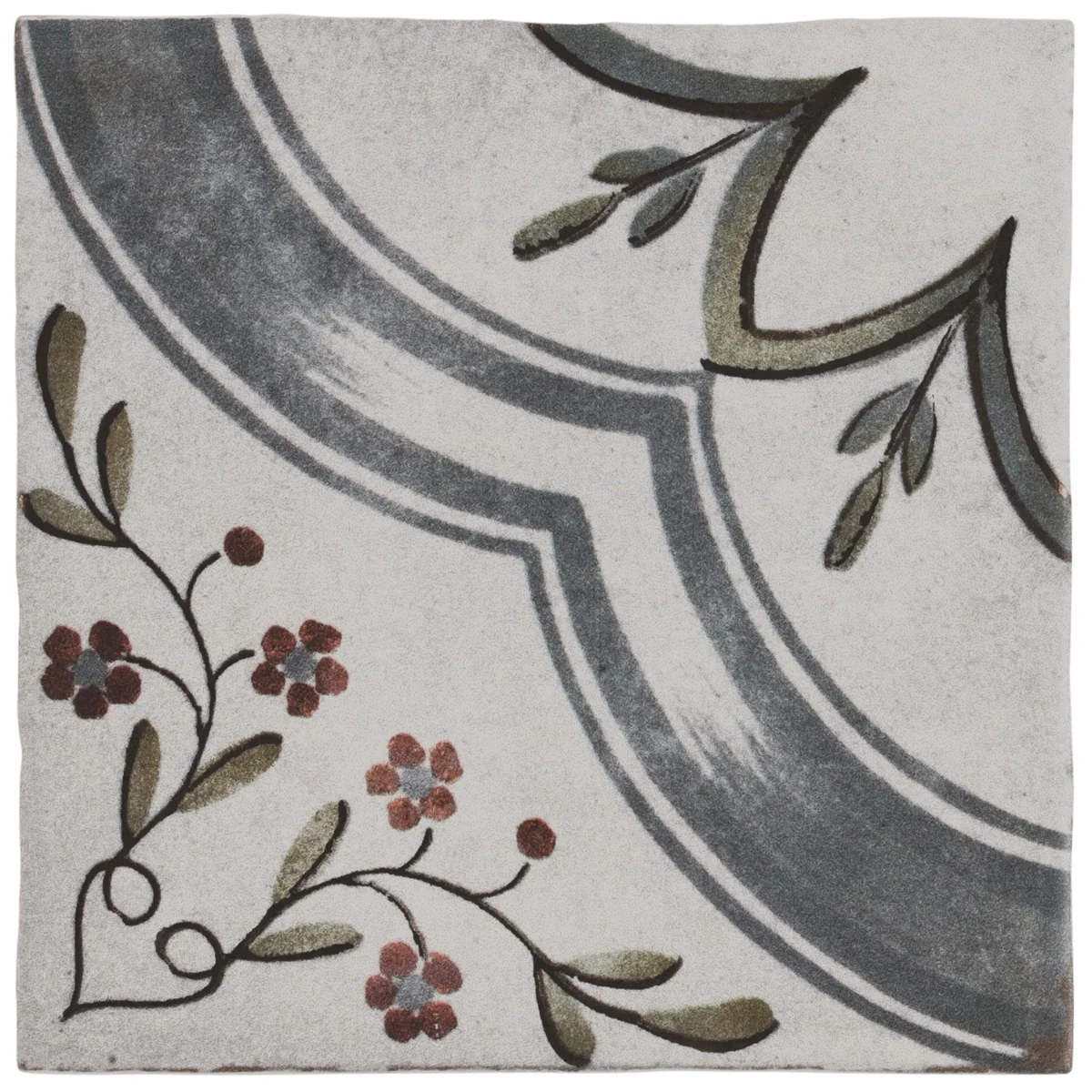 Paula Purroy Talia Blossom Blue Gray with Gold 5x5 Matte Ceramic Tile - Image 7