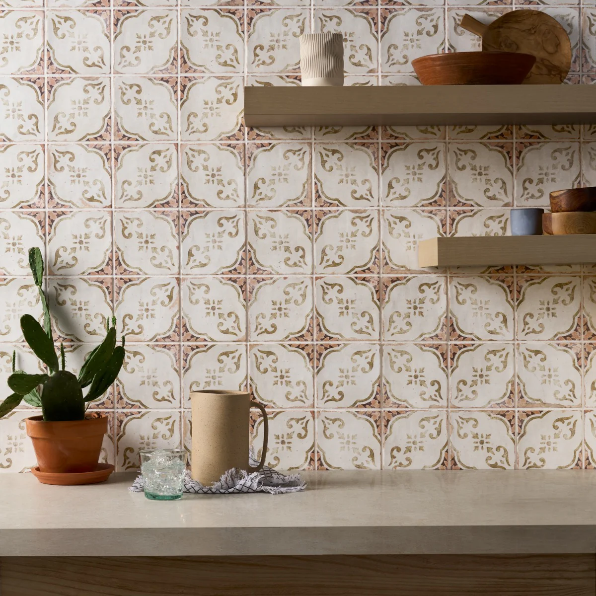 Paula Purroy Talia Portina Terracotta Gold 5x5 Matte Ceramic Tile