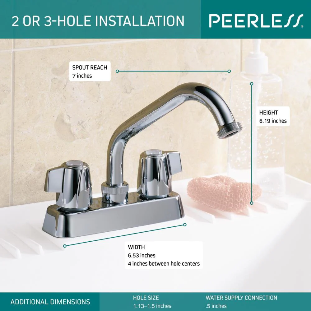 Peerless Chrome 2-Handle Deck-Mount Utility Faucet - Image 3
