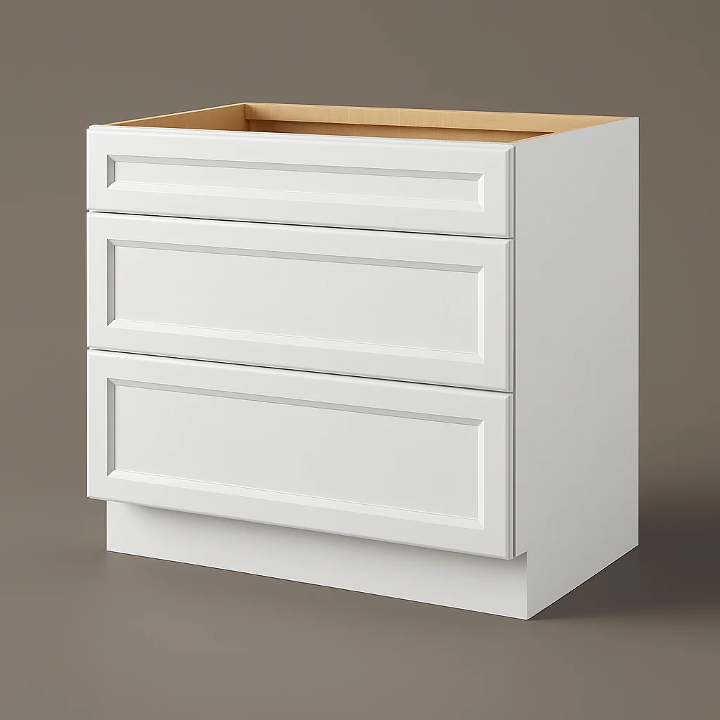 PELHAM & WHITE Keyport Shaker 36" Drawer Base Kitchen Cabinet in White
