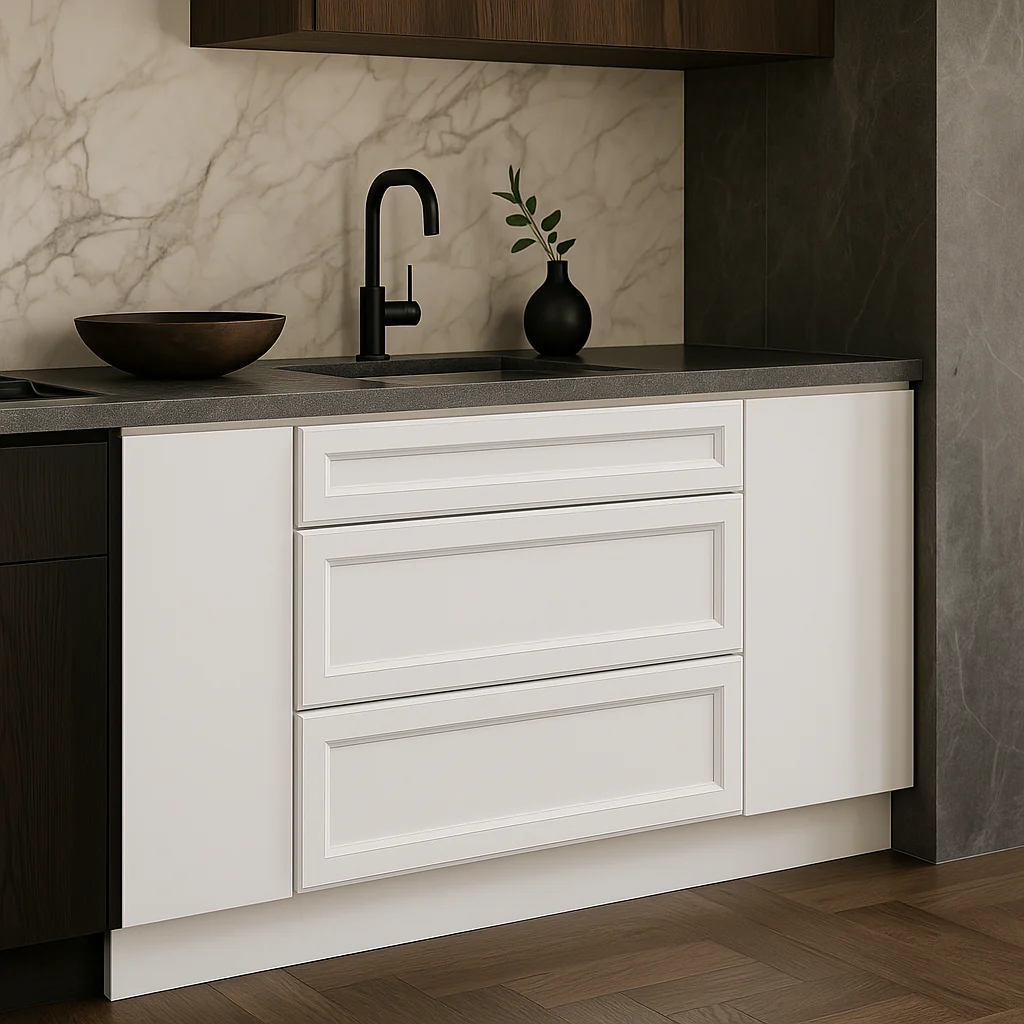 PELHAM & WHITE Keyport Shaker 36" Drawer Base Kitchen Cabinet in White - Image 2