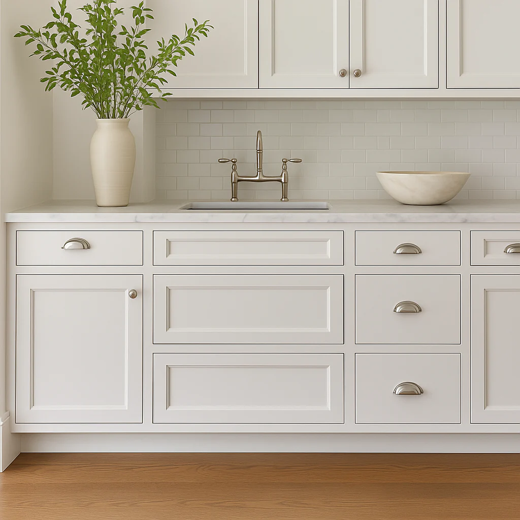 PELHAM & WHITE Keyport Shaker Drawer Base Kitchen Cabinet, Satin White, Ready to Assemble - Image 2