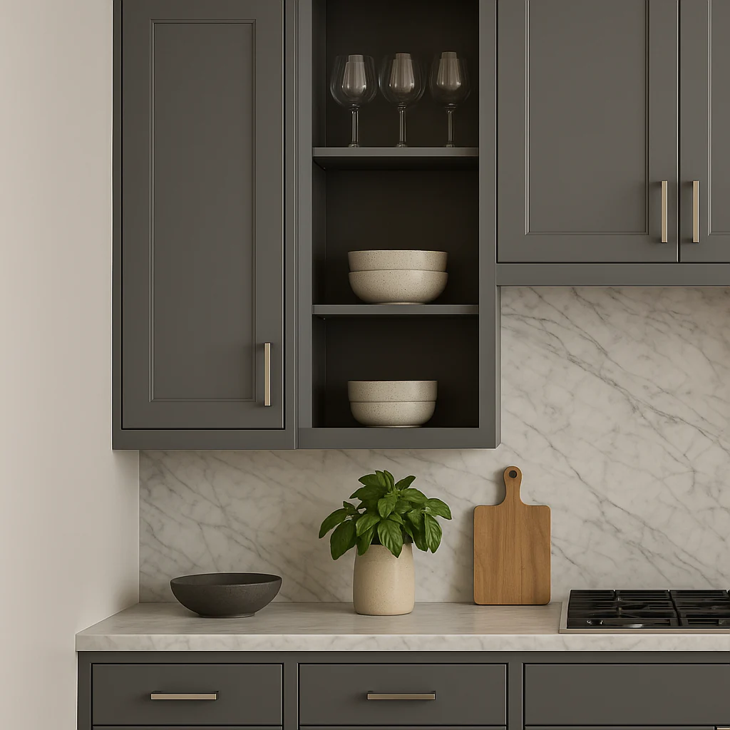 PELHAM & WHITE Keyport Shaker Wall Kitchen Cabinet, Charcoal Gray, 12x12x30 inches - Image 3
