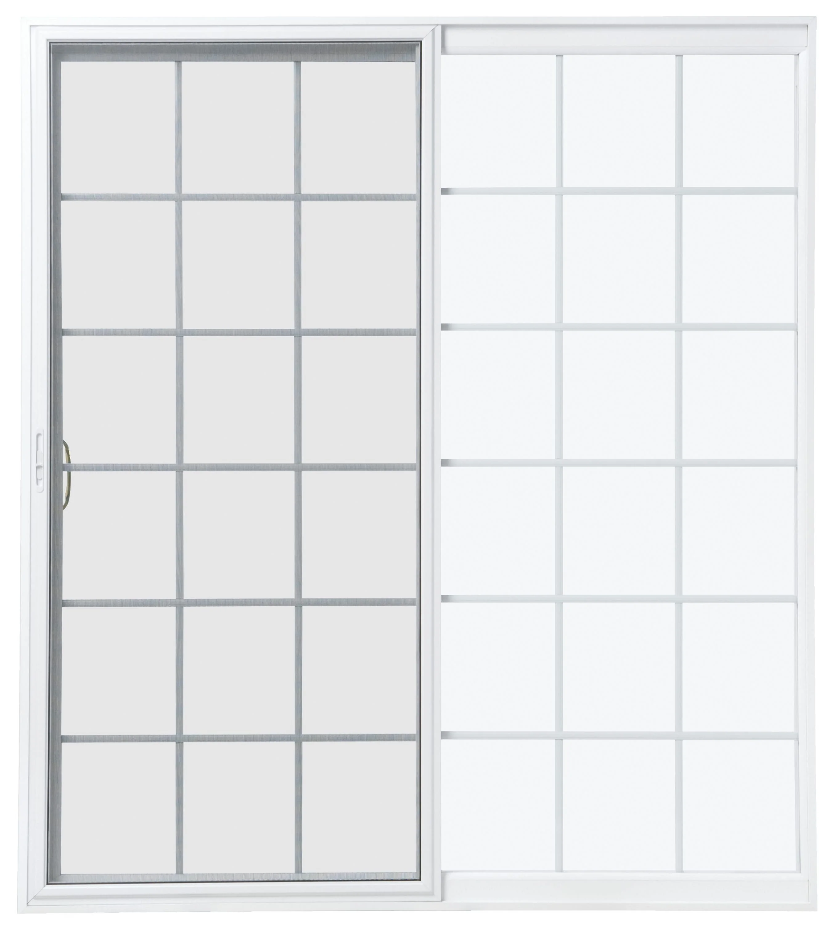 Pella 150 Series 72-in x 80-in 4-9/16-in Low-E Argon Grilles-Between-the-Glass White Vinyl Universal Sliding Double Patio Door - Image 2
