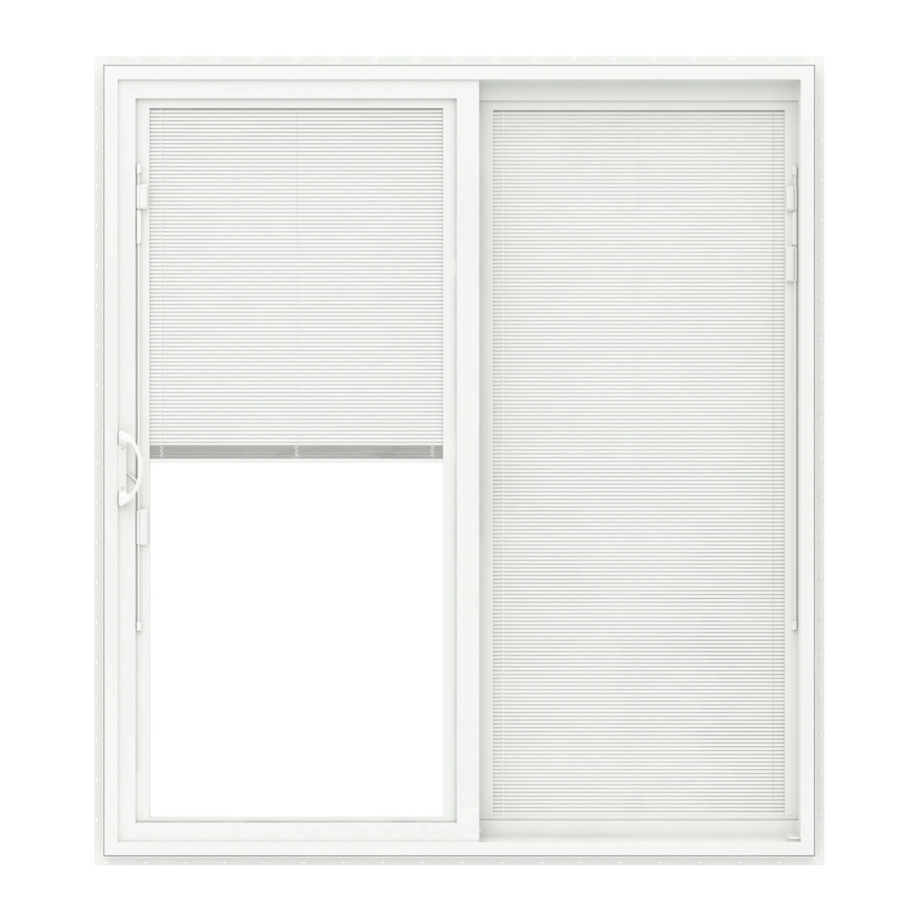 Pella 150 Series 72-in x 80-in x 4-9/16-in Jamb Low‑E Blinds-Between-the-Glass White Vinyl Right-Hand Sliding Double Patio Door - Image 2
