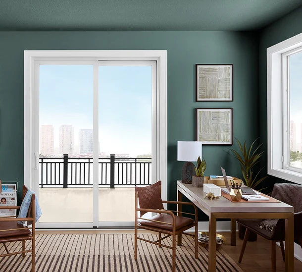 Pella Impervia Series 72-in x 80-in 4-9/16-in Low-E Argon Black Fiberglass Right-Hand Sliding Double Patio Door - Image 3