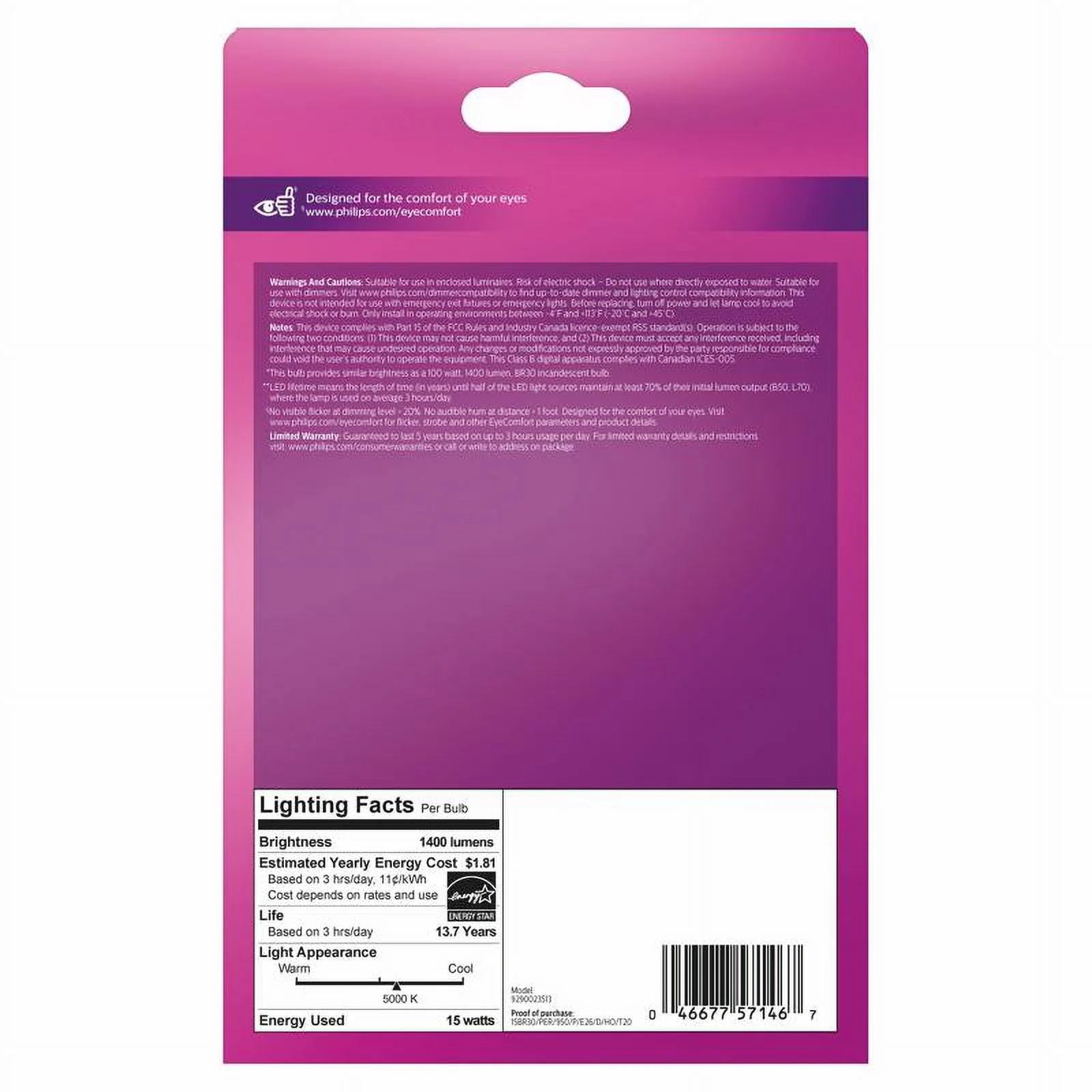 Philips 100-Watt Equivalent BR30 Dimmable LED Light Bulb, Daylight 5000K (1 Bulb) - Image 5