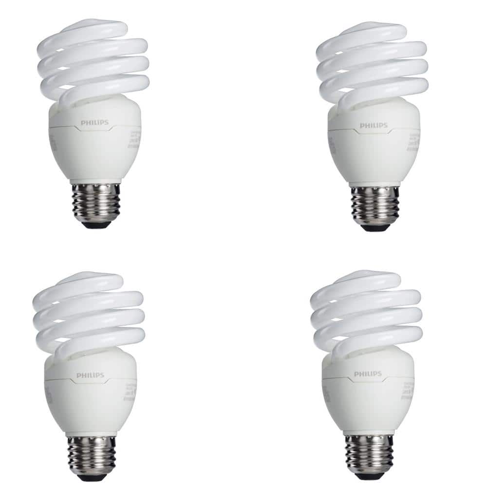 Philips 100-Watt Equivalent T2 Spiral CFL Light Bulb, Soft White 2700K, 4-Pack